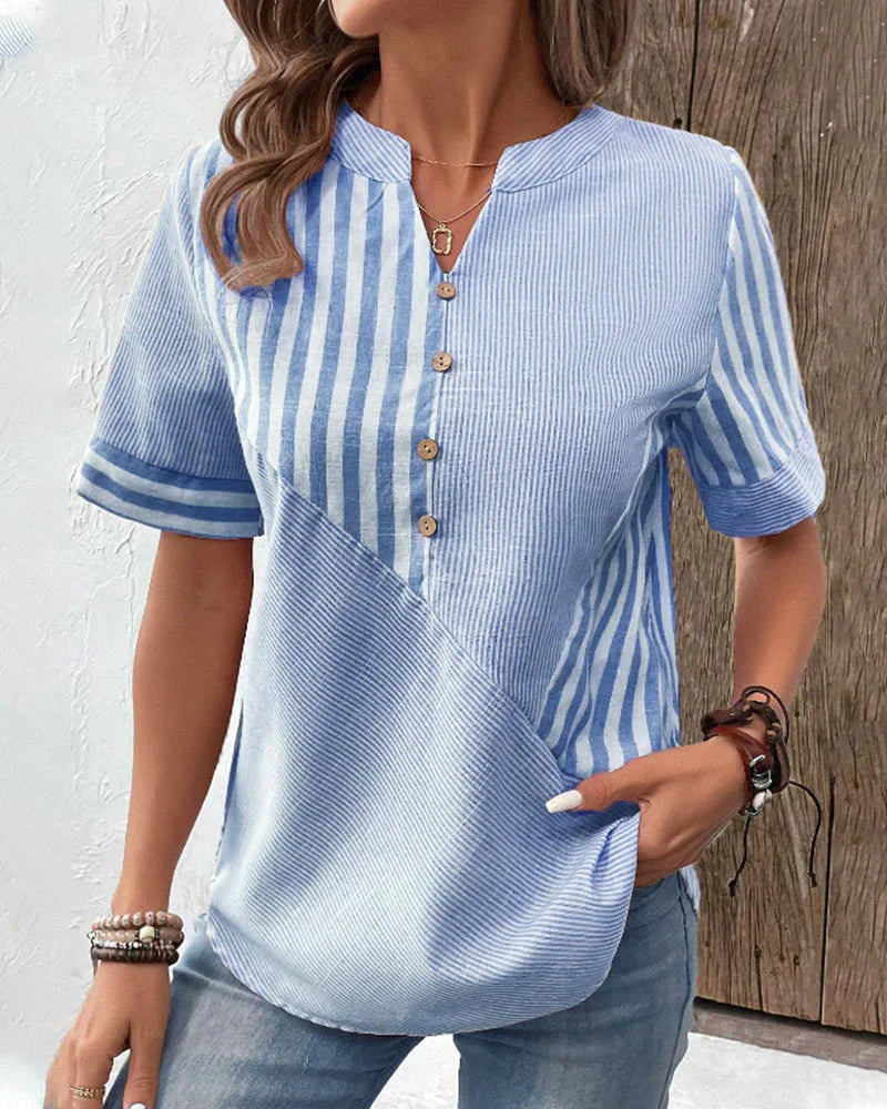Ava Elegant Striped Blouse - Asvori Melbourne