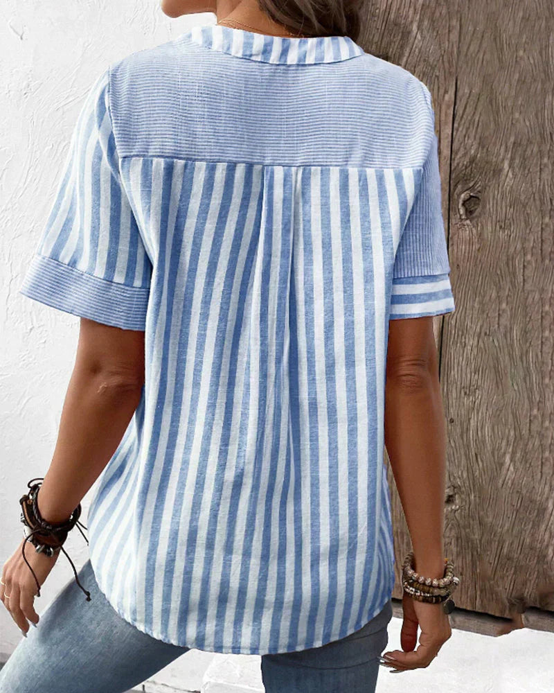 Ava Elegant Striped Blouse - Asvori Melbourne