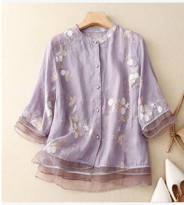 Madison Elegant Embroidered Blouse - Asvori Melbourne