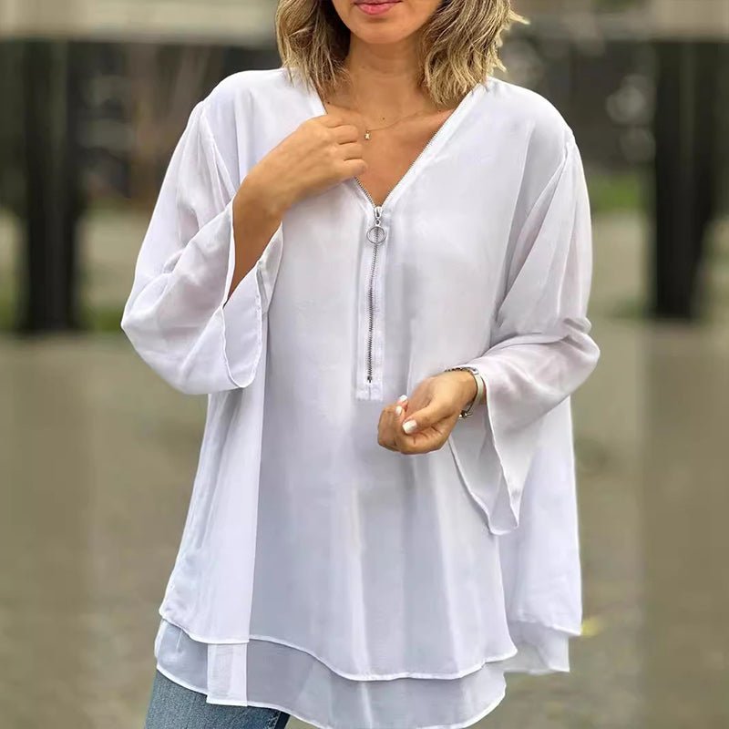 Lorelai Chiffon Zipper Blouse - Asvori Melbourne