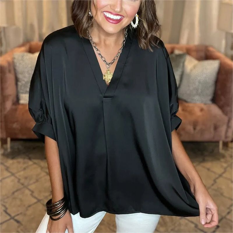 Classic women's blouse in silk satin - Asvori Melbourne