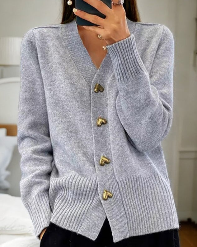 Adele Elegant Heart Button Cardigan - Asvori Melbourne