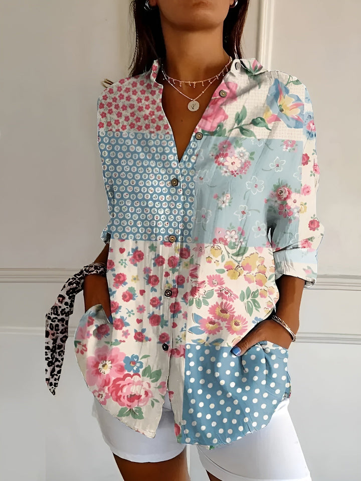 Maja Floral Wave Cotton Blouse - Asvori Melbourne