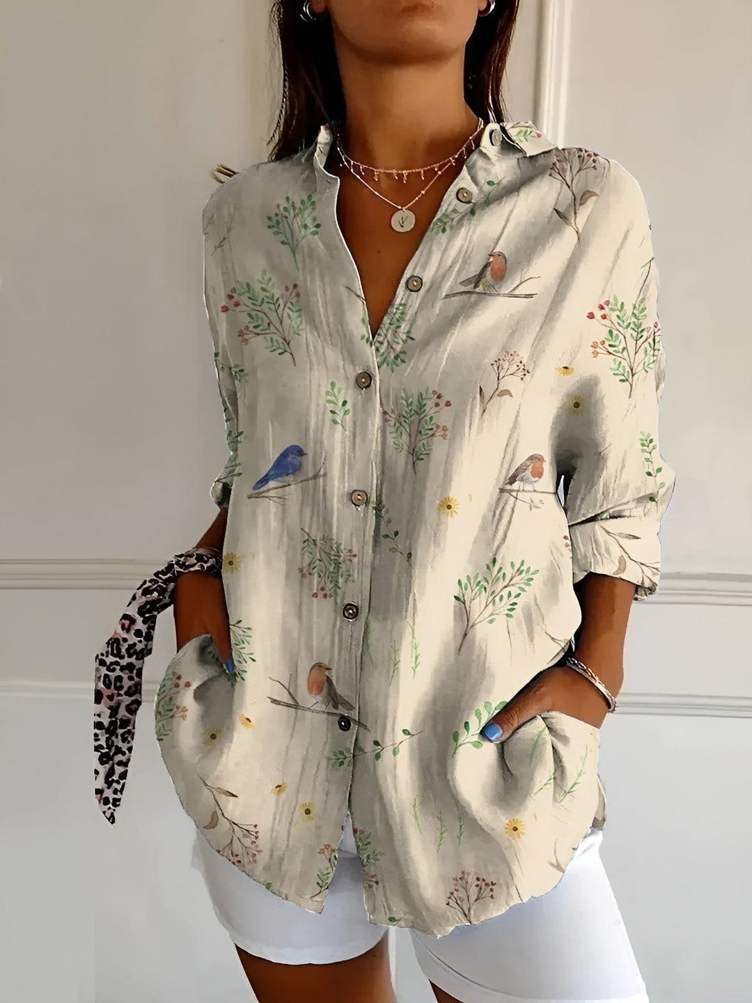 Maja Floral Wave Cotton Blouse - Asvori Melbourne