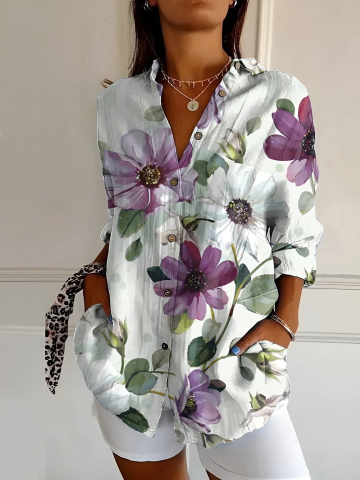 Maja Floral Wave Cotton Blouse - Asvori Melbourne