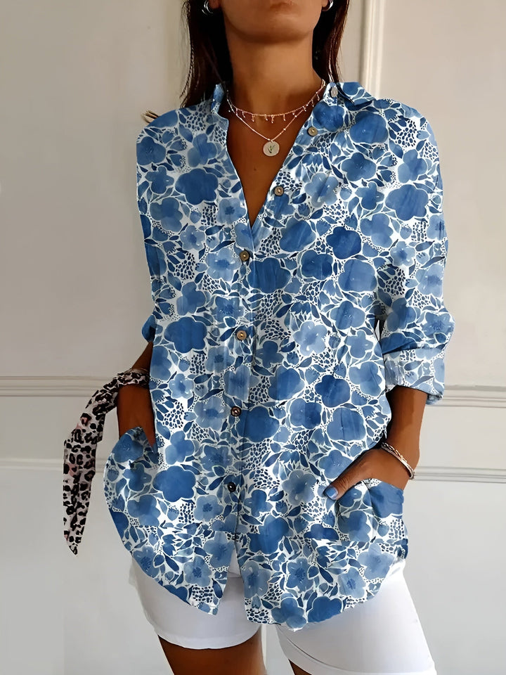 Maja Floral Wave Cotton Blouse - Asvori Melbourne