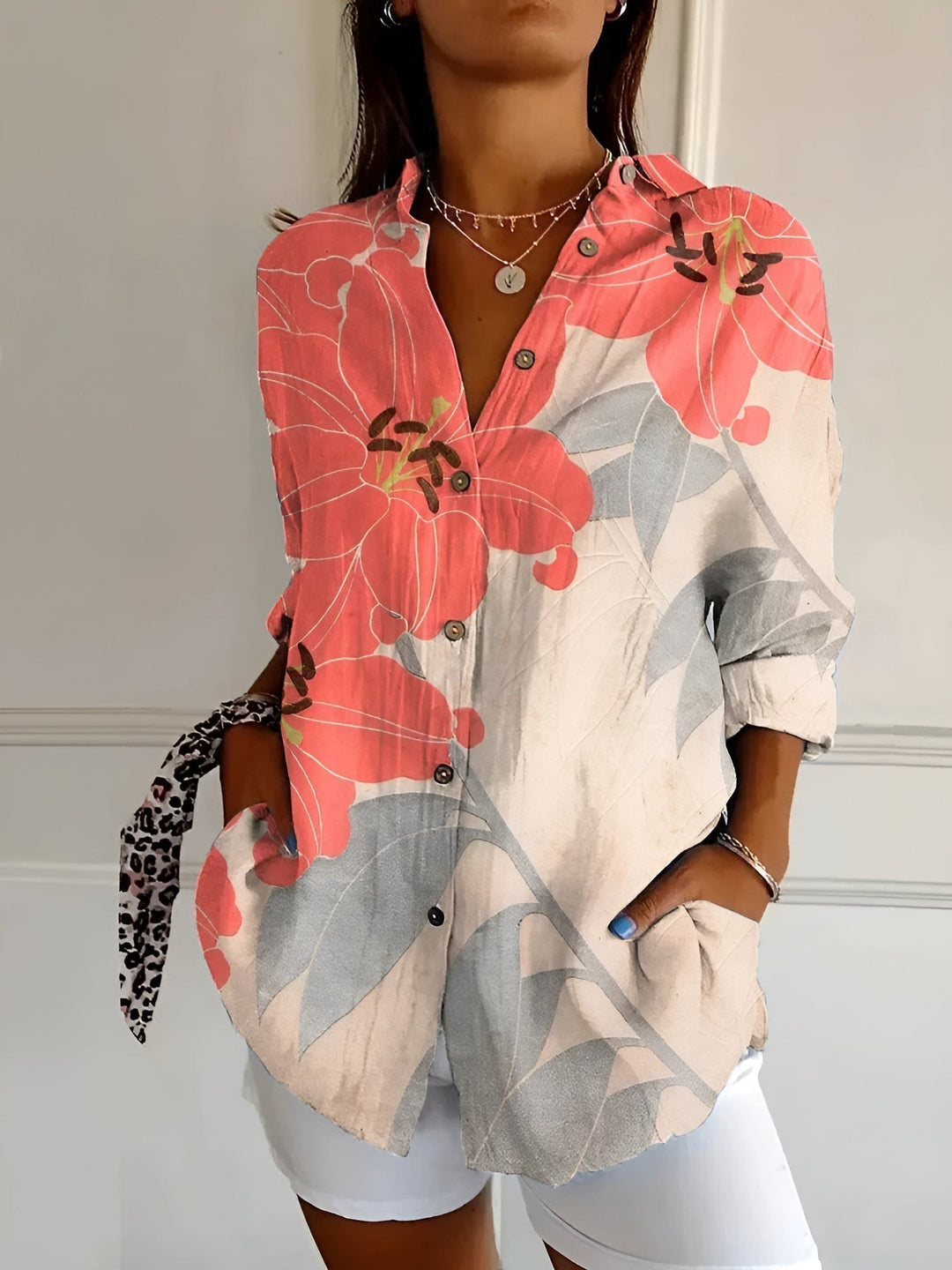 Maja Floral Wave Cotton Blouse - Asvori Melbourne