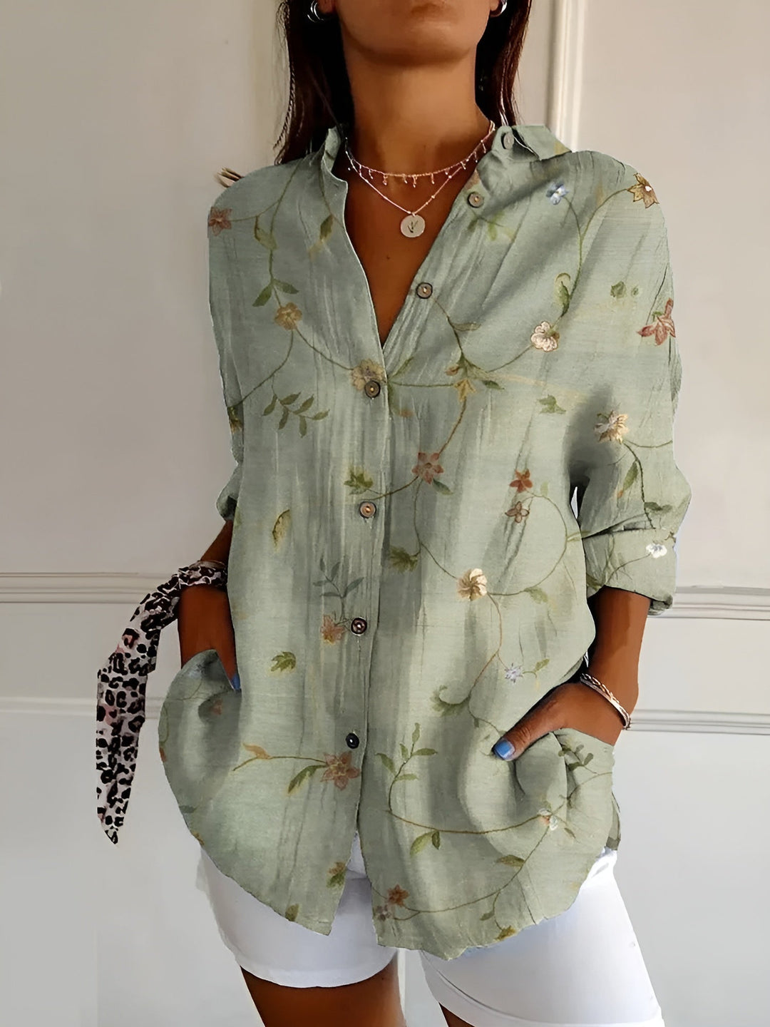 Maja Floral Wave Cotton Blouse - Asvori Melbourne