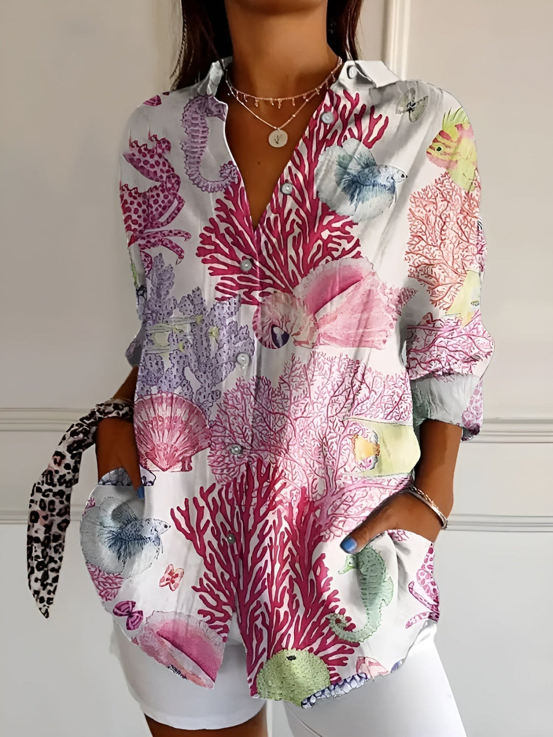 Maja Floral Wave Cotton Blouse - Asvori Melbourne